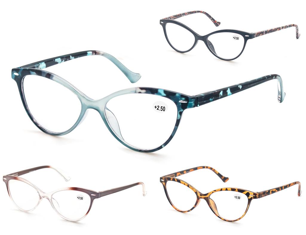 MODFANS Lady Cat Eye Reading Glasses ladies Spring Hinge Lightweight Presbyopic Readers Eyeglasses with Diopter +0.5 to +4.0