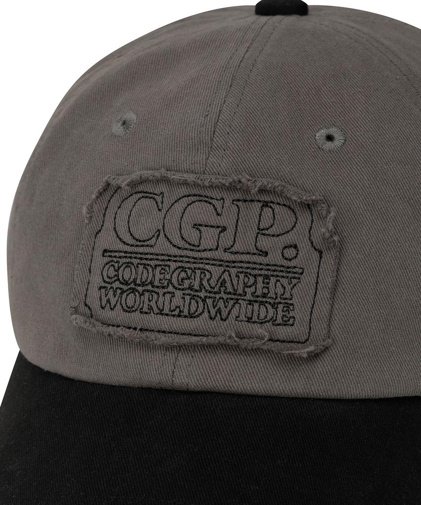 CGP Square Logo Damaged Wash Ball Cap_Charcoal