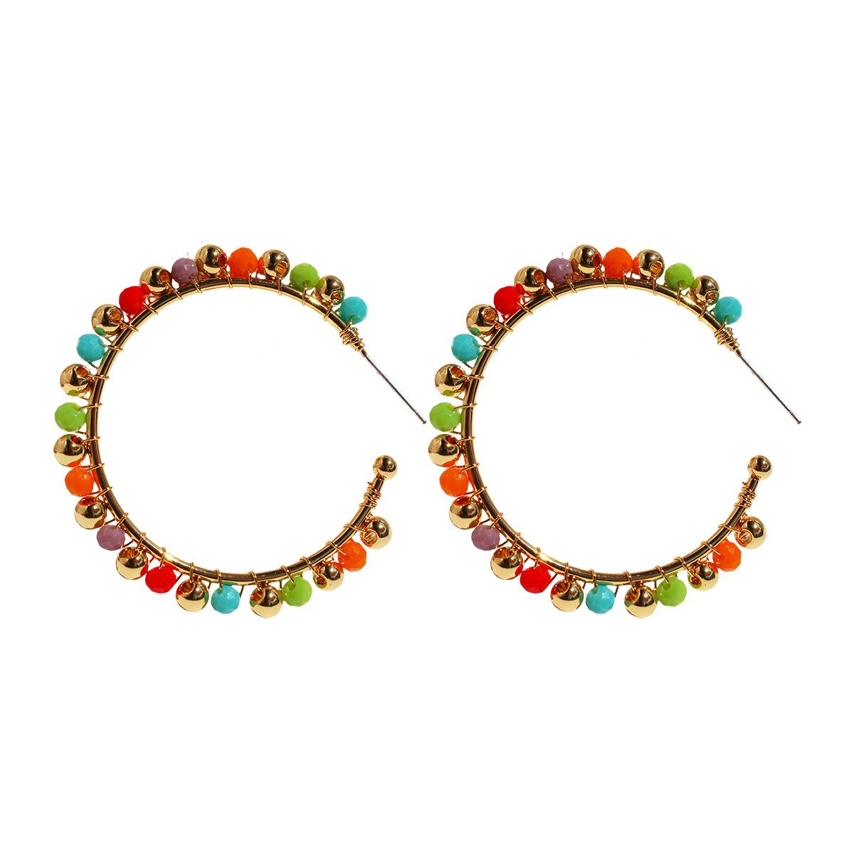 

Летние новые серьги с бусинами из цветного риса Dopamine, преувеличенные серьги в стиле бохо, праздничные серьги 925