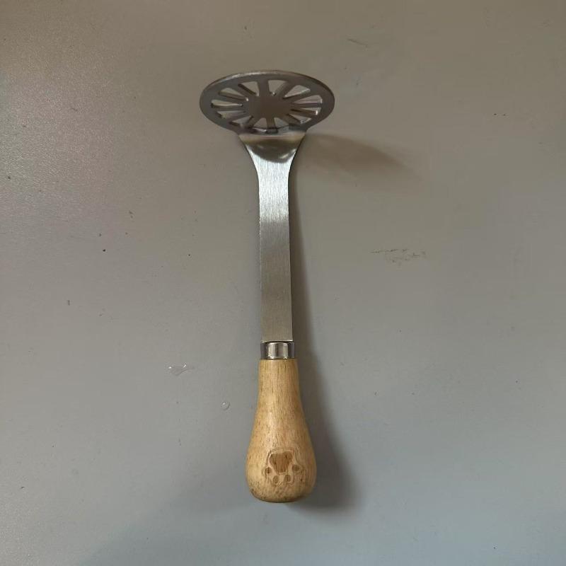Meat Grinder Machine Potato Masher Metal Avocado Wooden for Cooking Smasher Silver Hand