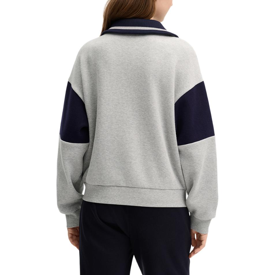 FILA Original Logo Embroidered Color Block Loose Casual Pullover American Style Half Zip Sweatshirt Women sweatshirt F11W519204F-MG