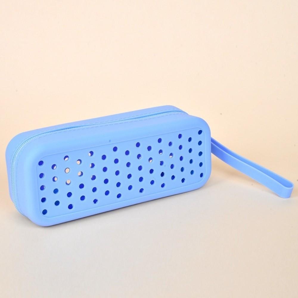 Portable Silicone Swim Goggle Case Breathable Perforated Goggle Storage Box Durable Swimming Goggles Protection Travel Use синий