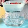 Vegetable Draining Basket Double Layered Plastic Food Fruit Bowl and Strainer Set for Kitchen
