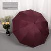 Ten-Rib Folding Umbrella for Two, Large Vintage Striped Umbrella, Dual-Use for Sun and Rain, Black Coating for Sun Protection