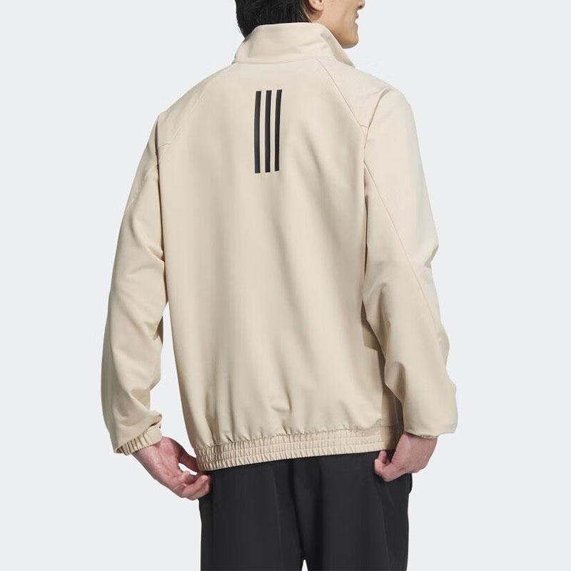 Adidas Striped Logo Casual Simple Woven Sports Jacket Men Jacket Light-Brown JE1344