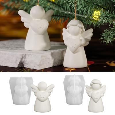 3D Forma na vonnou svíčku Andělská křídla Srdce Silikonová Forma pro DIY Sošku Dívky Dekorace ze Sádry Ručně Vyráběná Lidská Forma z Pryskyřice pro Narozeninové Dárky