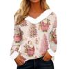 Women's T Shirt Tee Christmas Shirt Long Sleeve Party Christmas Print Fleece Collar V Neck Top