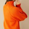 Mishmash High Neck Volume Sleeve Knit Brown Women's Sweater/MO33N04