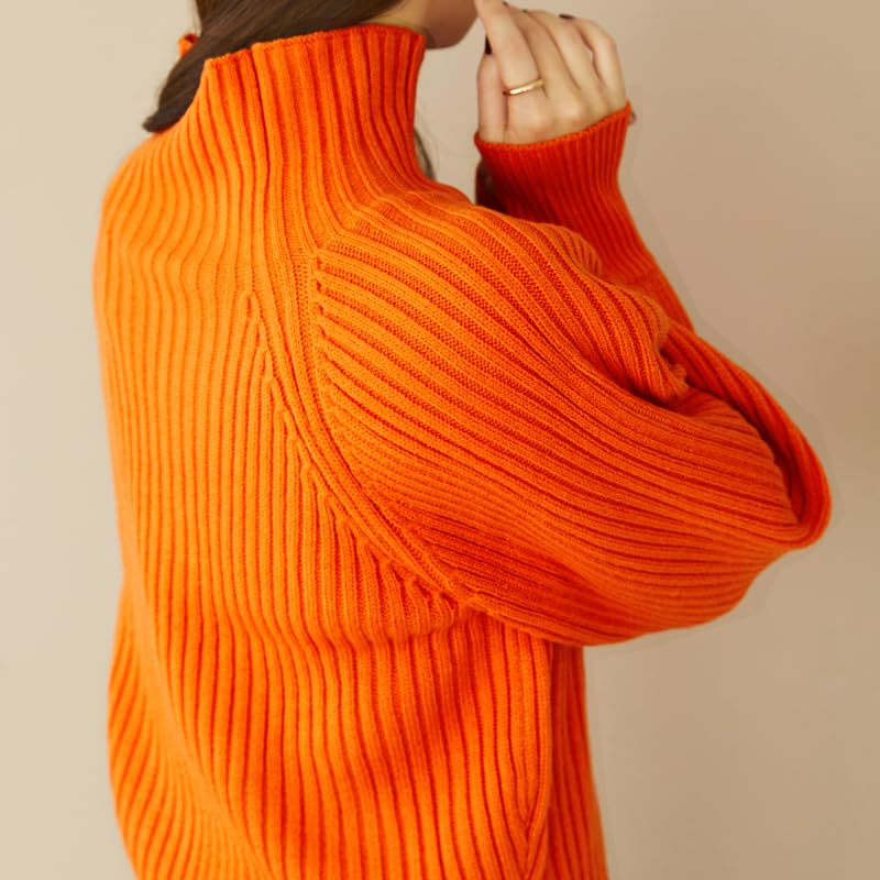 Mishmash High Neck Volume Sleeve Knit Brown Women's Sweater/MO33N04