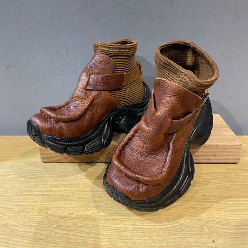 Golden Sapling Designer Brand Men Motorcycle Boots Punk Shoes Soft Leather Thick Bottom Male Leisure Fashion Socks Boots Man