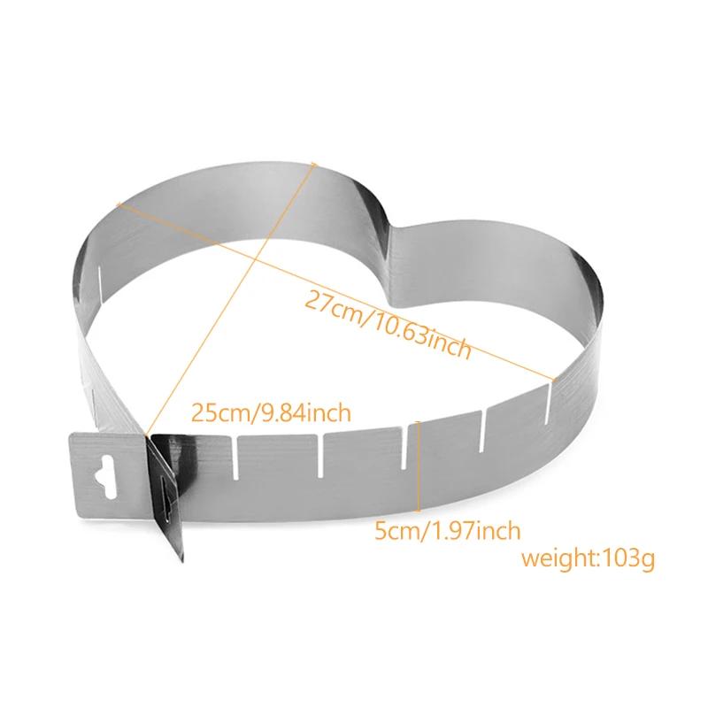Adjustable Cake Ring Heart/Square/Round Cake Ring Stainless Cheese Mousse Ring Mold Cheese Dessert Cake Mold Baking Tool