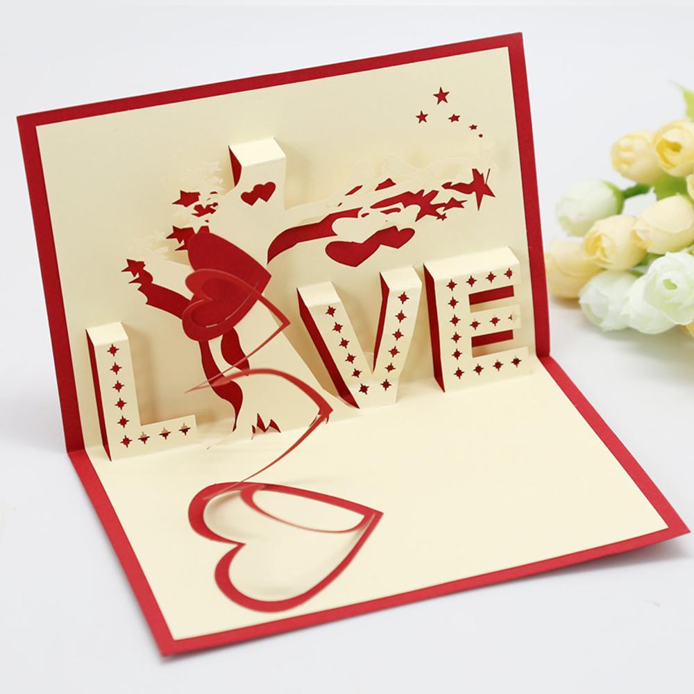 Hot 3D Creative Card For Wife And Friend Valentines Day Gift Wedding Invitation  Card Thank You Postcard