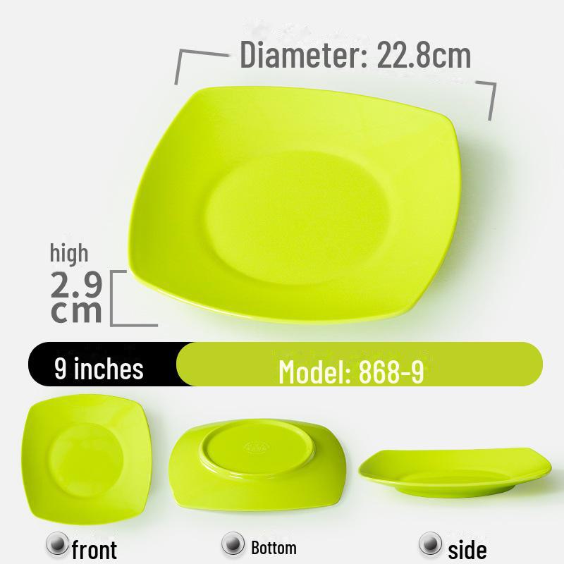 Shatter-Resistant Melamine Square Plate - Durable Imitation Porcelain for Restaurants and Hotels.