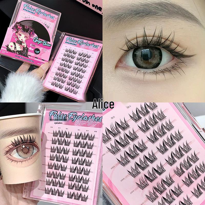 Gege Bear Glue-Free Natural Look False Eyelashes - Voluminous Manga Style, Multi-Segment, Wispy Korean Idol Effect
