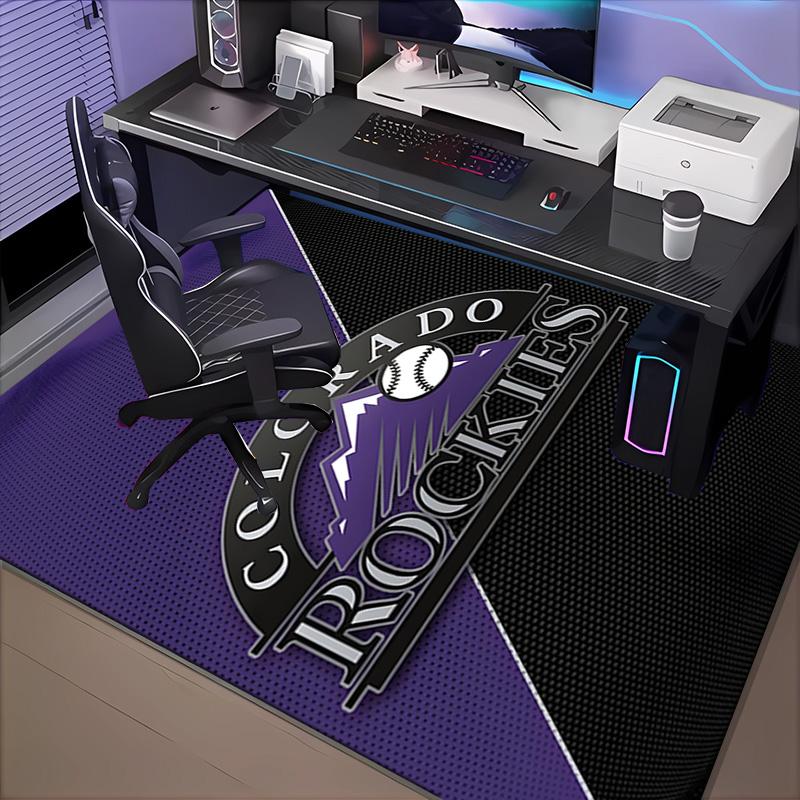 Rockies Baseball Rug Office Carpet Non-Slip Mat, Chair Rug Floor Covering for Gaming, Bedroom, Living Room , Home Decor Christmas Gift