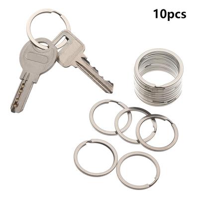 10Pcs/Pack 25/28/30/32mm Clasps Connectors Keychain Chain Loop Split Key Ring Stainless Steel