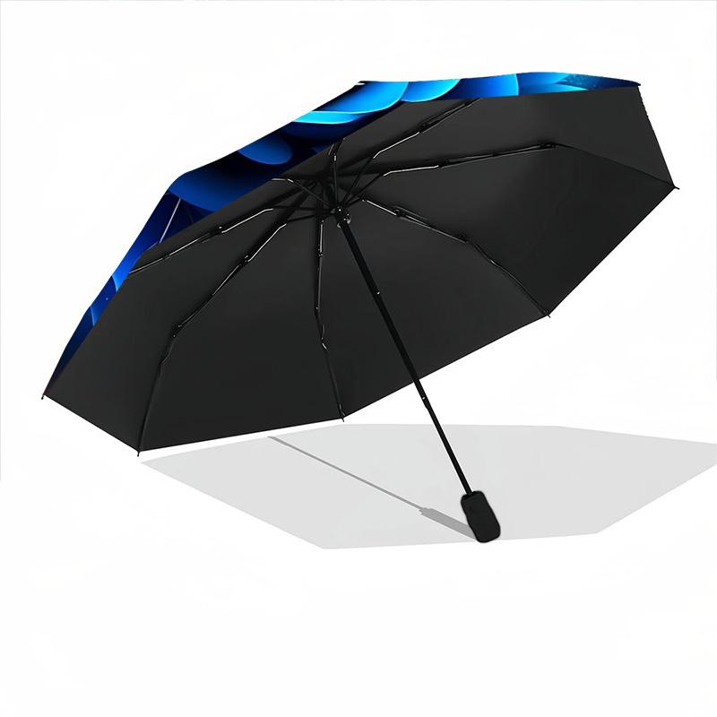 1pc Blue Rose Print Automatic Folding Umbrella - 8-Rib Durable Iron Frame, Compact Portable for Daily Travel yy251205047