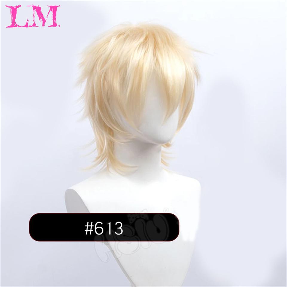 LM Synthetic Short Wigs Wolf Cut with Bangs Choppy Cosplay Party Wig for Men Women Pink Red Blue Purple Korean Style Man Wig