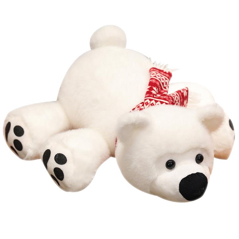Cute Lying Polar Bear Pillow Plush Toy Doll White Bear Doll Children's Ragdoll Birthday Gift