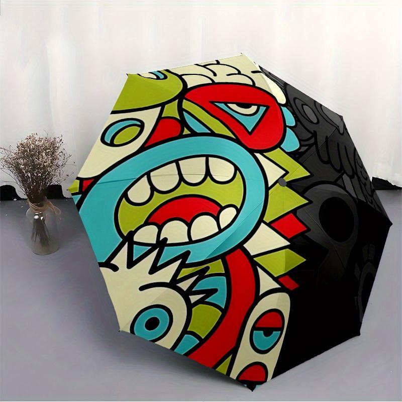 1pc Monster Art Automatic Folding Leisure Umbrella - Lightweight, Retractable Design with 8-Rib Durability, Perfect for Outdoor Adventures194