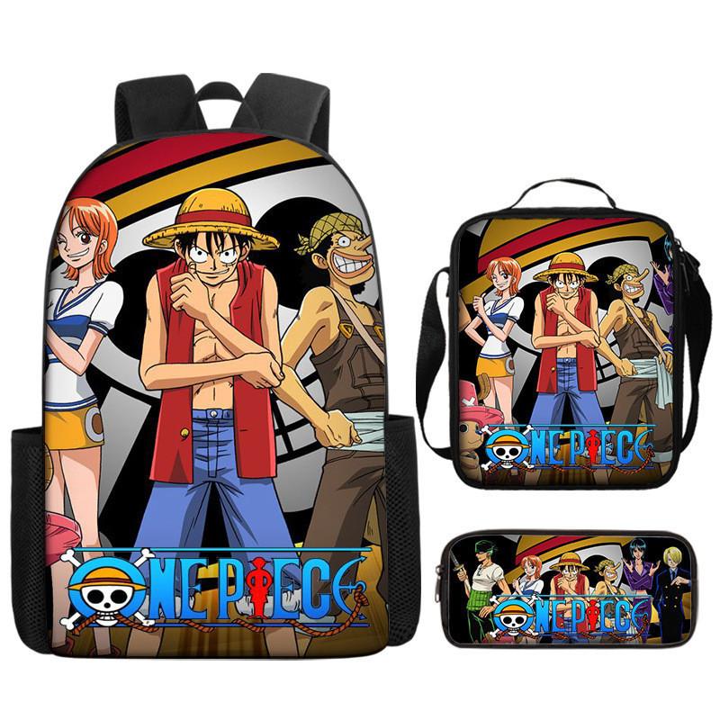 One Piece Piece Anime School Backpack With Air Cushion Straps And Durable Material For Children