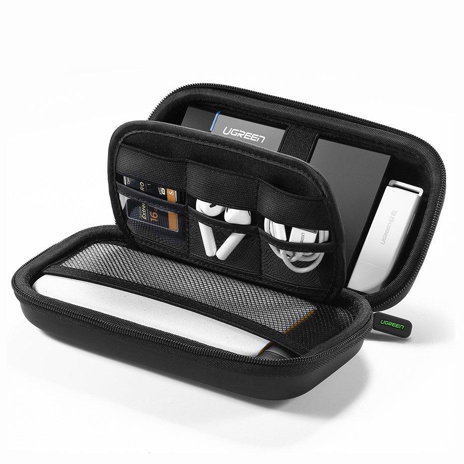 Ugreen Compact Black Protective Case for Hard Drive & Accessories, 16.5 x 9.5 x 4.5 cm (Model 40707)