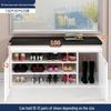 Shoe Storage Bench with Flip-Top Cabinet and Integrated Stool for Entryway