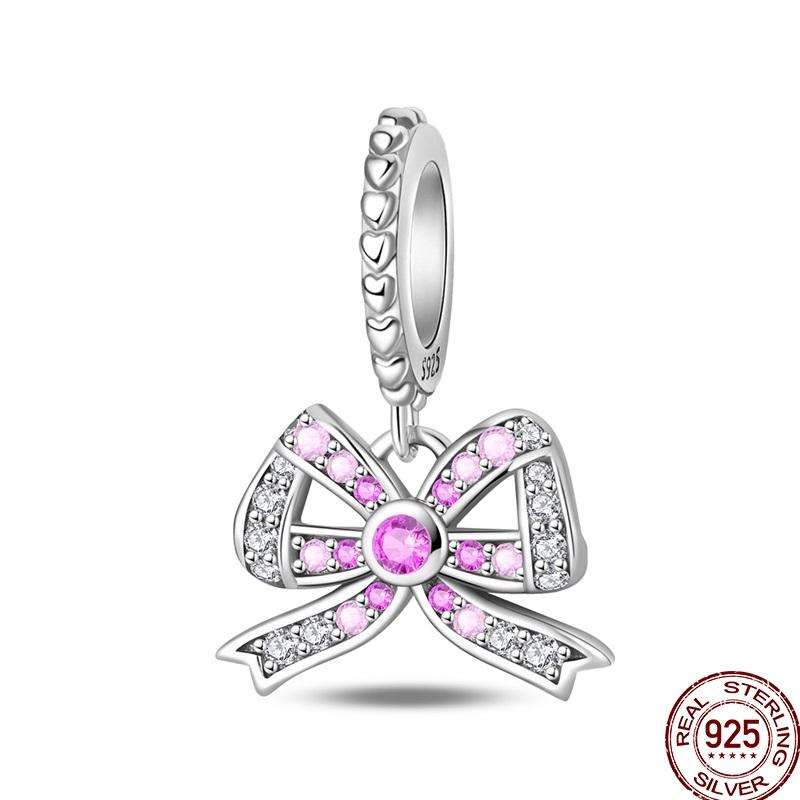 100%Stering Copper Crystal Slippers Charms Beads Swan Rose Pendant Fit Original 3Mm Bracelet Diy For Women Fine Jewelry