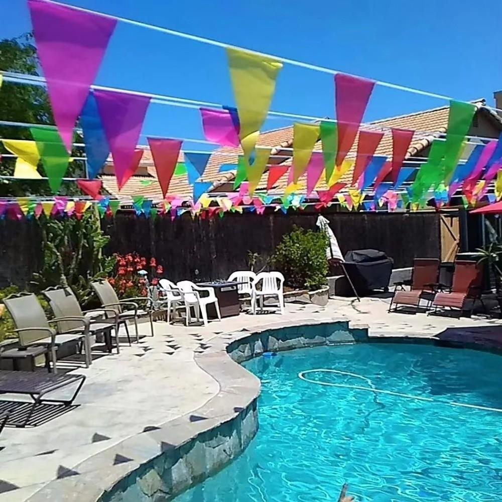 100Pcs Colorful Pennant Banner Triangle Shape Triangle Flags New Flag Garland Hanging Decor