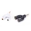 3.5Mm Black Stereo Splitter Audio To Mic & Headset Jack Plug Adapter For Phone