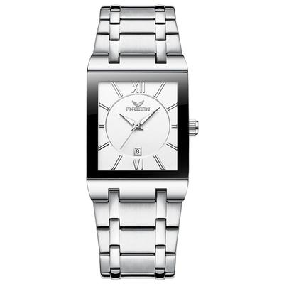 Square Analog Watch with Roman Luminous 3ATM Water Stainless Steel Quartz Simple and Stylish Silver A Perfect Gift for and Day Men's Alphabet,