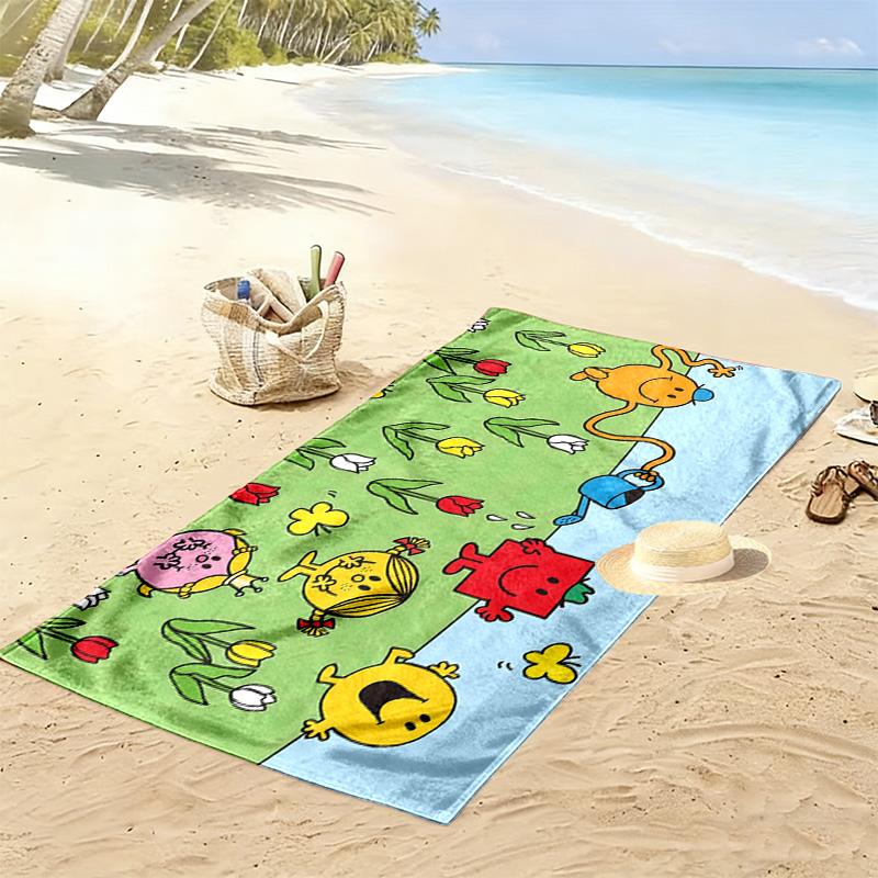 Mr. Men and Little Miss Print Beach Towel, Large Soft Quick Dry Towel for Beach Camping Swimming