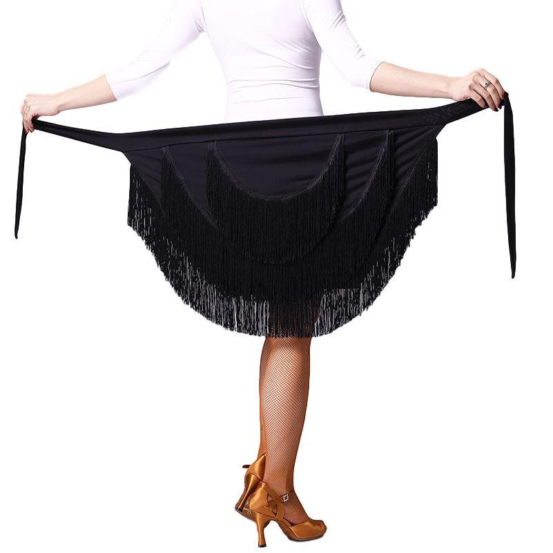 Women's Latin Dance Costume Apron Tassel Skirt with Hip Scarf for Practice & Performance