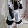 New black and white goth loli dress butler maid outfit COS anime cosplay