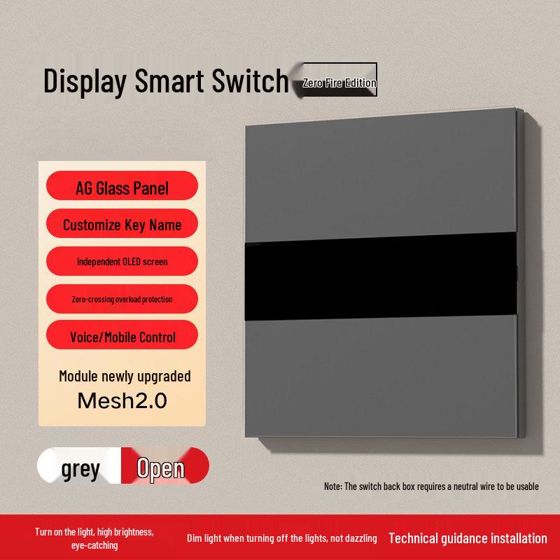 Bluetooth MESH 2.0 Smart Glass Panel Switch, Mijia APP Remote & Voice Control Enabled