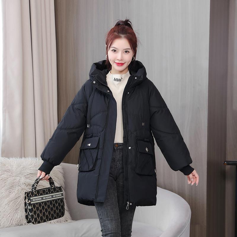 Loose Eiderdown Cotton-padded Jacket Women's Winter Coat Long Thick Cotton-padded Jacket New Hooded Cotton-padded Clothes Thick Bread.