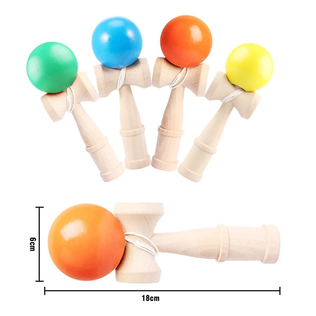 Heculos Kendama Set of 4 Kendama for Kendama and Competition (Yellow, Blue, Green, Orange) Classes, Practice,