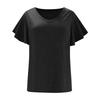 Women's Summer Basics T-Shirt Ruffled Sleeves Color Fashion V Neck Short Sleeve Loose Top