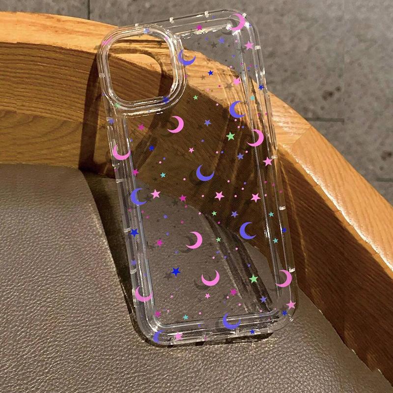 Mond Sterne Aufdruck Klare Handyhülle Für iPhone 17 Air 16 e 15 14 13 12 11 Pro Max Plus Mini SE Stoßfeste Silikonhülle