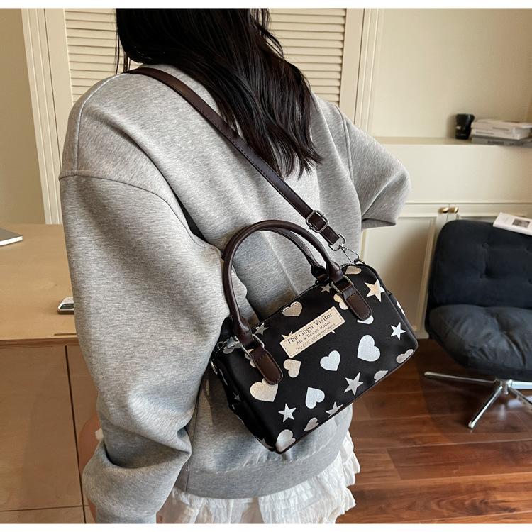 Love Printing Contrasting Color Handbag Women's Summer New Sweet and Fresh Shoulder Bag Fashionable Oblique Span Bag
