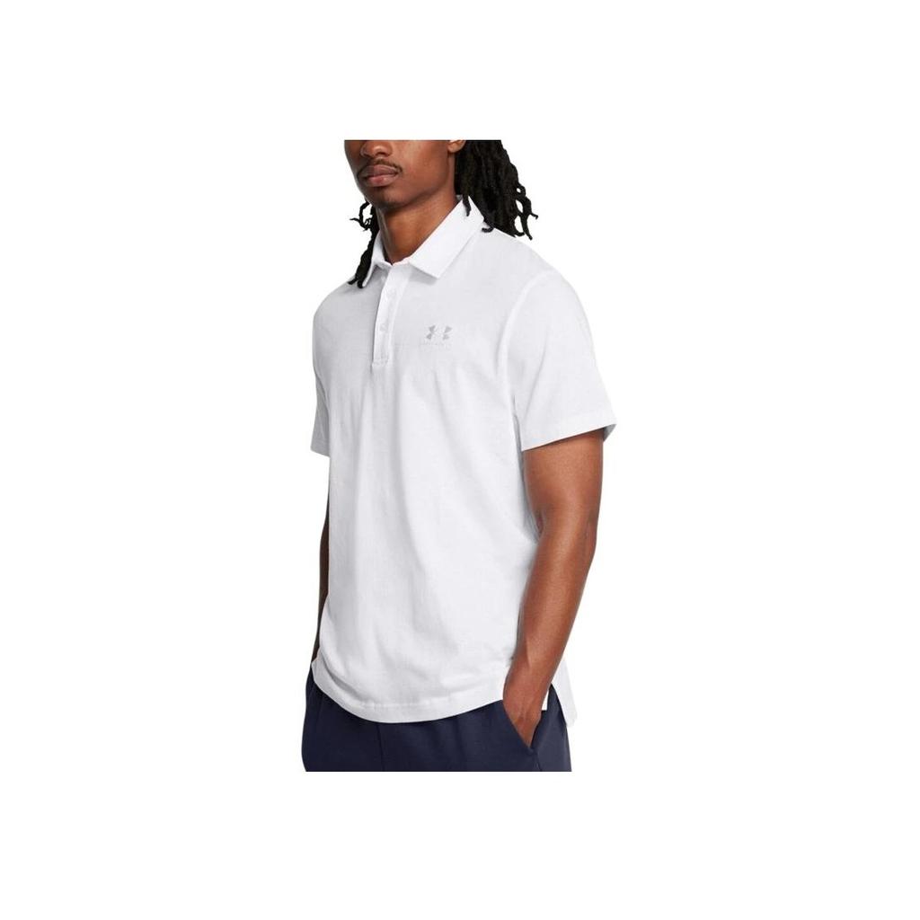 Under Armour Solid Color Loose Fit Polo Shirt Men Tops White 1386608-100