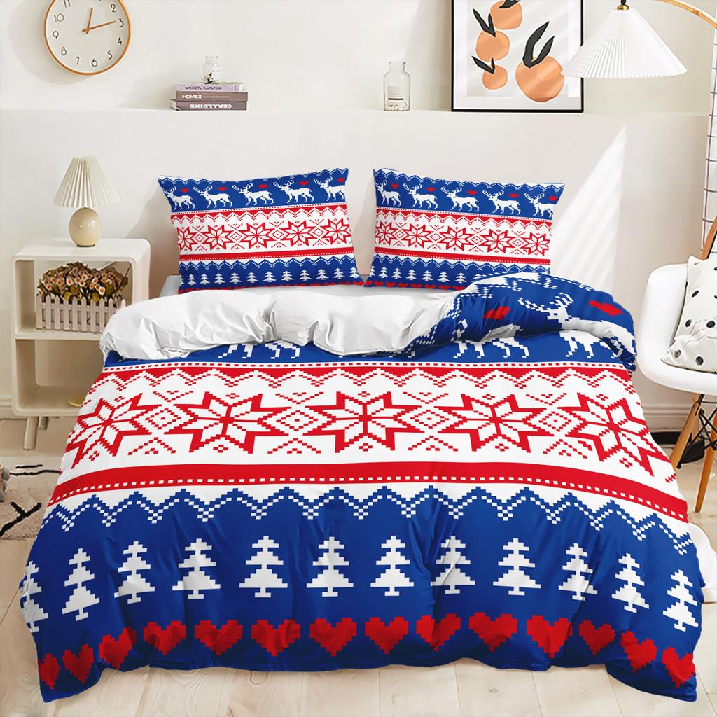 Bed Three-Piece Christmas Quilt Cover 3D Digital Printing Kit Pillowcase
