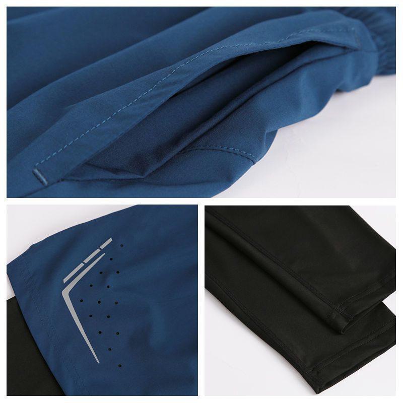 Pantaloni scurți pentru bărbați, cu uscare rapidă, respirabili, lejeri, anti-explozie, cu căptușeală dublă, cu buzunar în spate, pentru alergare, maraton, atletism pe pistă