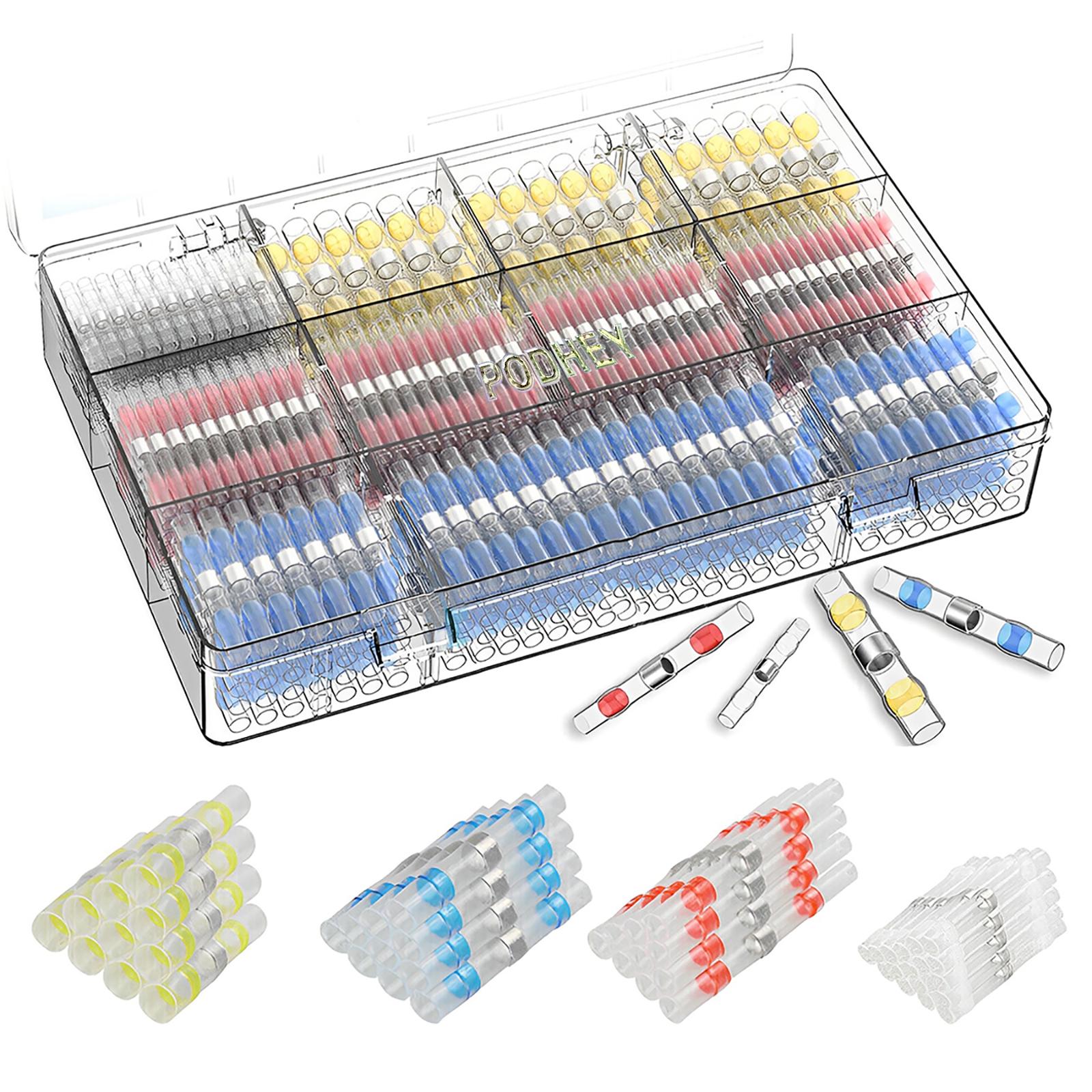 

200Pcs Waterproof Solder Seal Heat Shrink Wire Butt Terminal Connectors Kit for Solder Crimp Cable Terminals Shrink for Marine