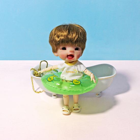 2Pcs Dollhouse Swim Ring Realistic Good Sealing PVC Cute Mini Doll Swimming Ring Miniature Ornament for Gift