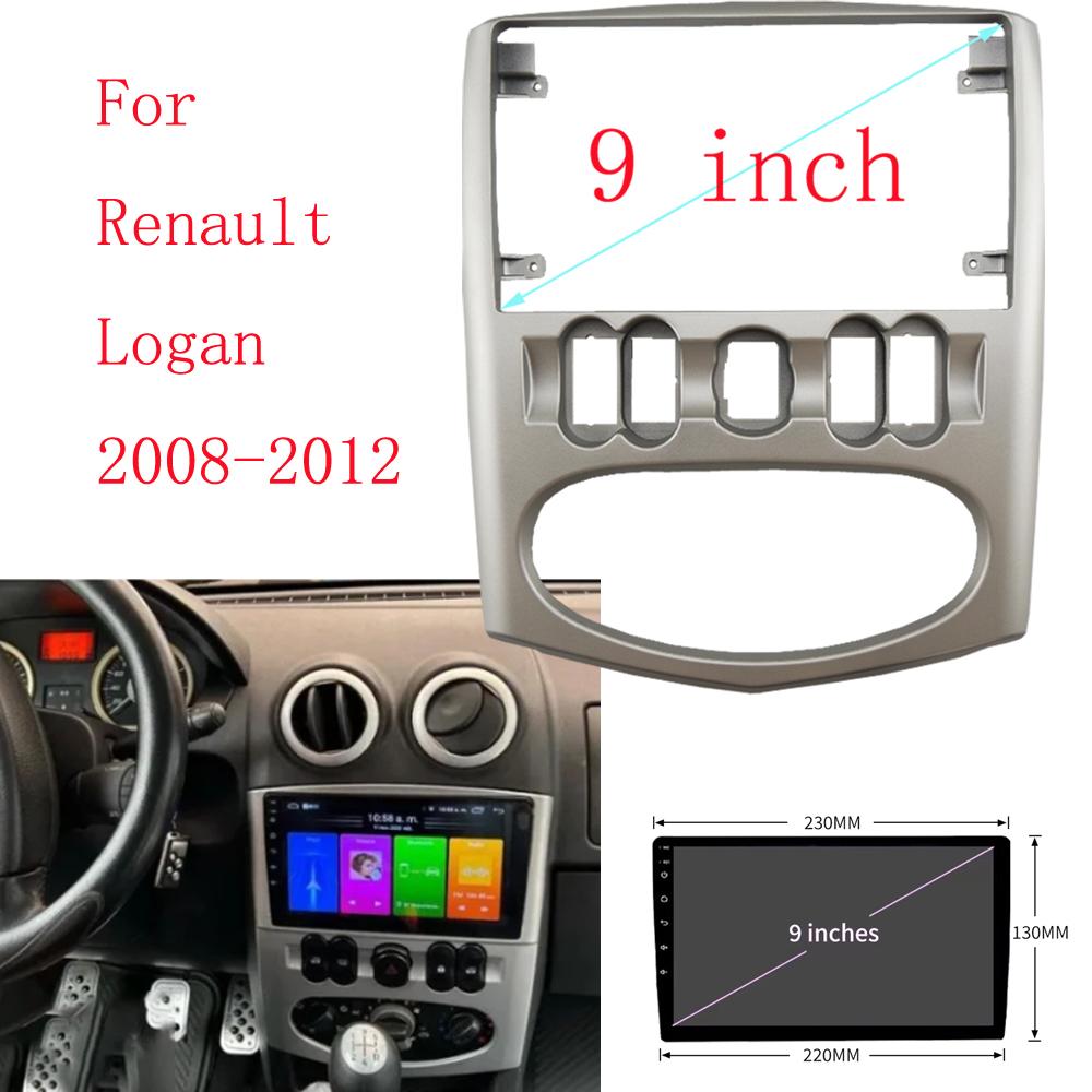 2 DIN 9 Inch Car Frame Fascia Adapter Android Android Radio Dash Fitting Panel Kit For Renault Logan 2008-2012