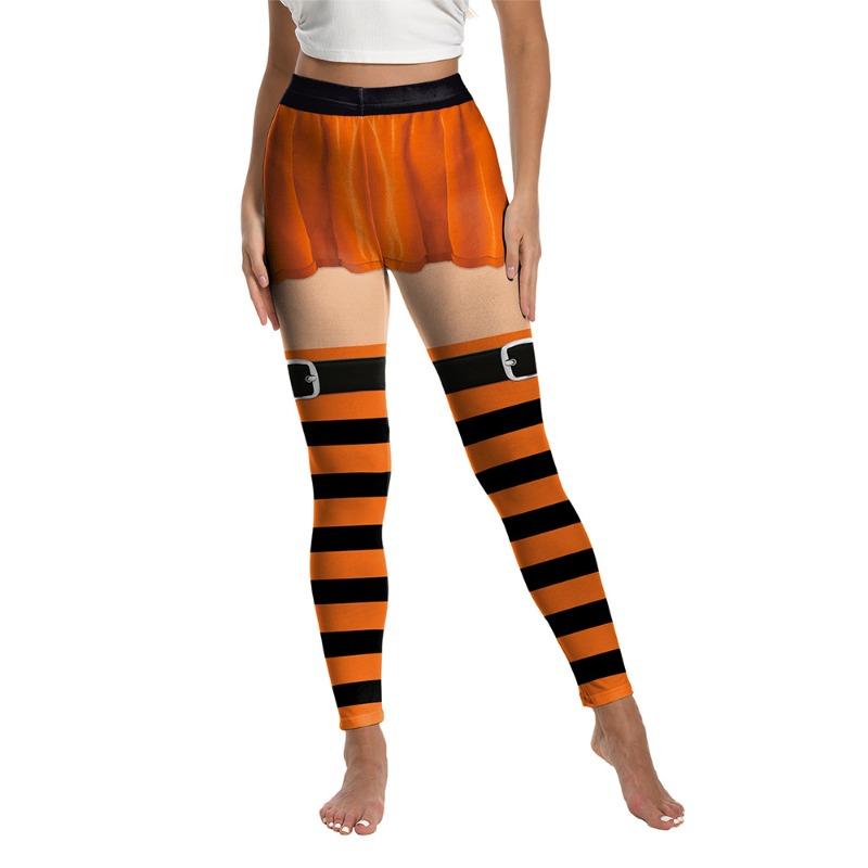 

Halloween new women s pants yoga pants striped ghost digital printing sports leggings S