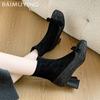 Bow Bling Women Chunky Ankle Boots Fashion Designer Mid Heels Shoes New Brand 2025 Trend Winter Dress Pumps Goth Botas De Mujer