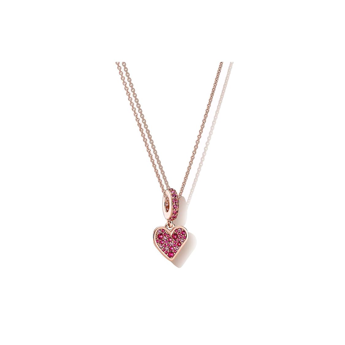 Pandora Pavé Heart Pendant Necklace Women necklace Pink ZT2044 45
