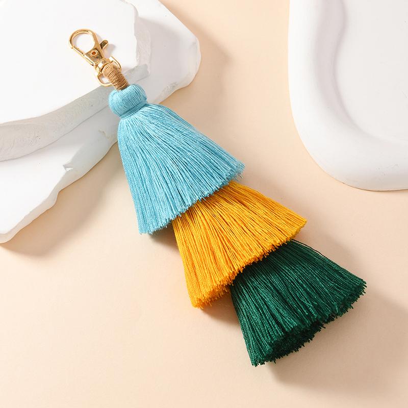 Three-Layer Cotton Thread Fringed Bag Pendant Ethnic Style Keychain Bohemian Style 3-Layer Ear Pendant Bag Parts & Accessories
